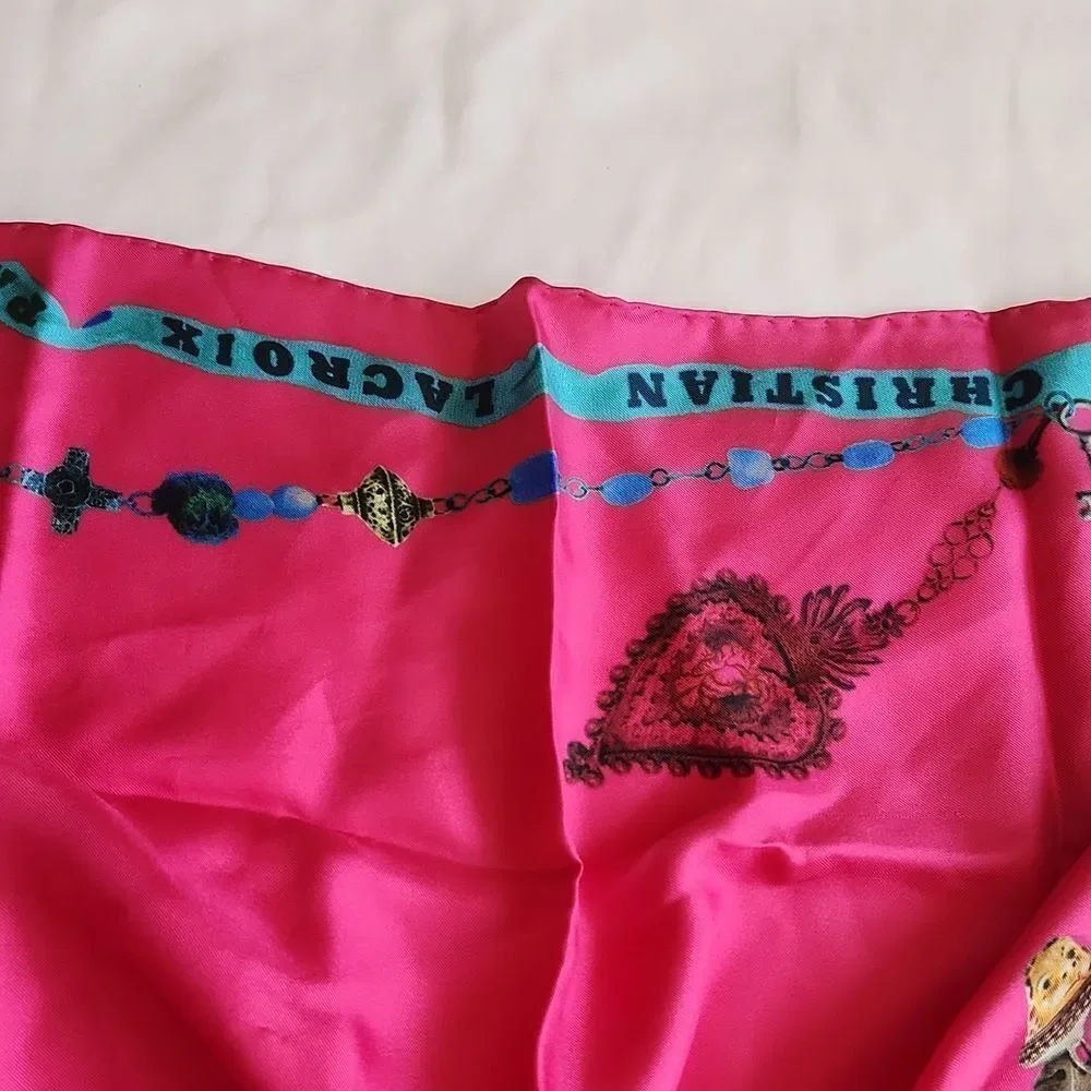 Christian Laqroix Fuschia square silk scarf